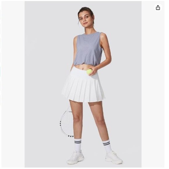 YYV Women's Pleated Tennis Skirt with 3 Pockets Golf Stretchy High Waisted Skort - Picture 1 of 4